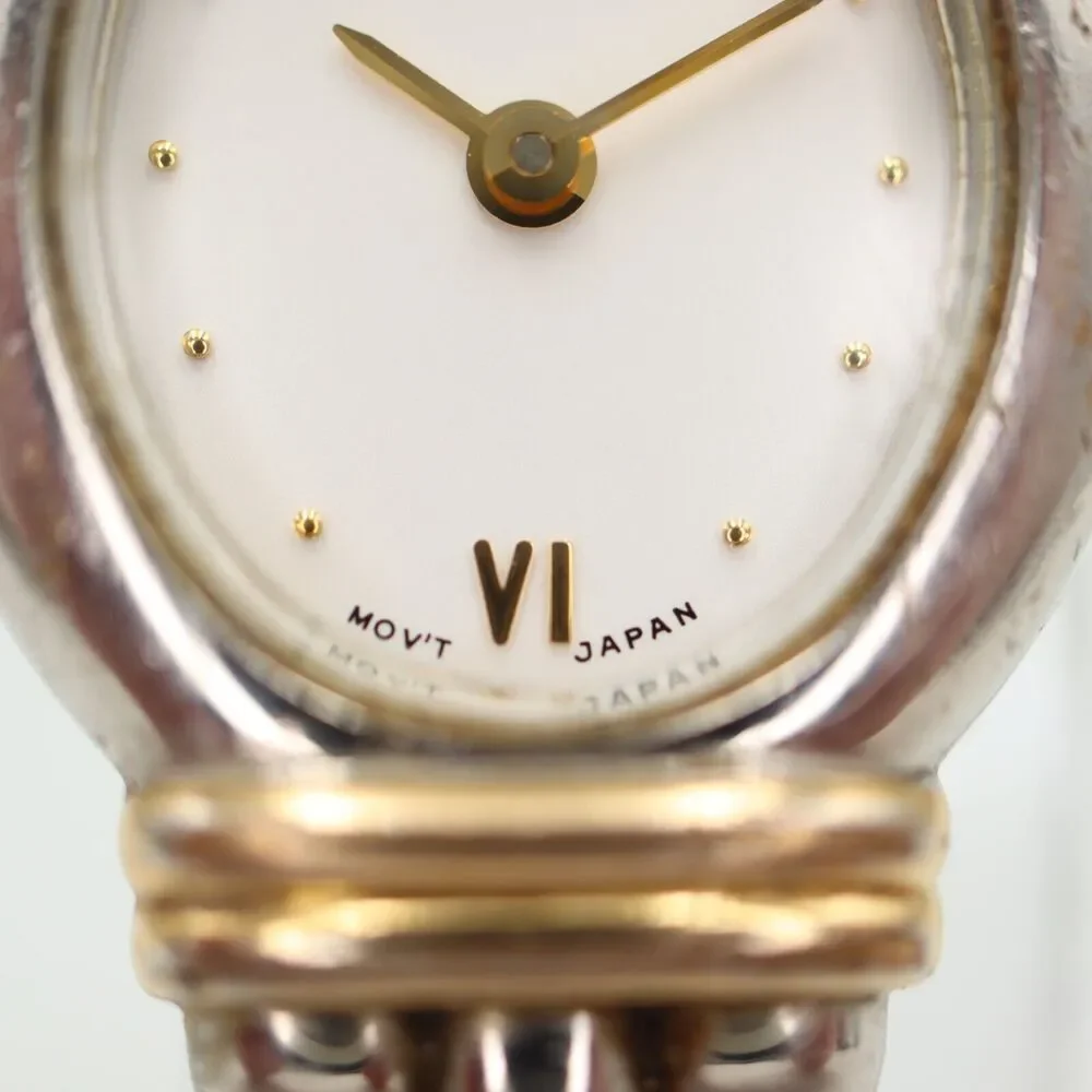 Vintage Pulsar Women Watch 19mm Oval Two Tone Stainless Steel Bracelet V700-X077
